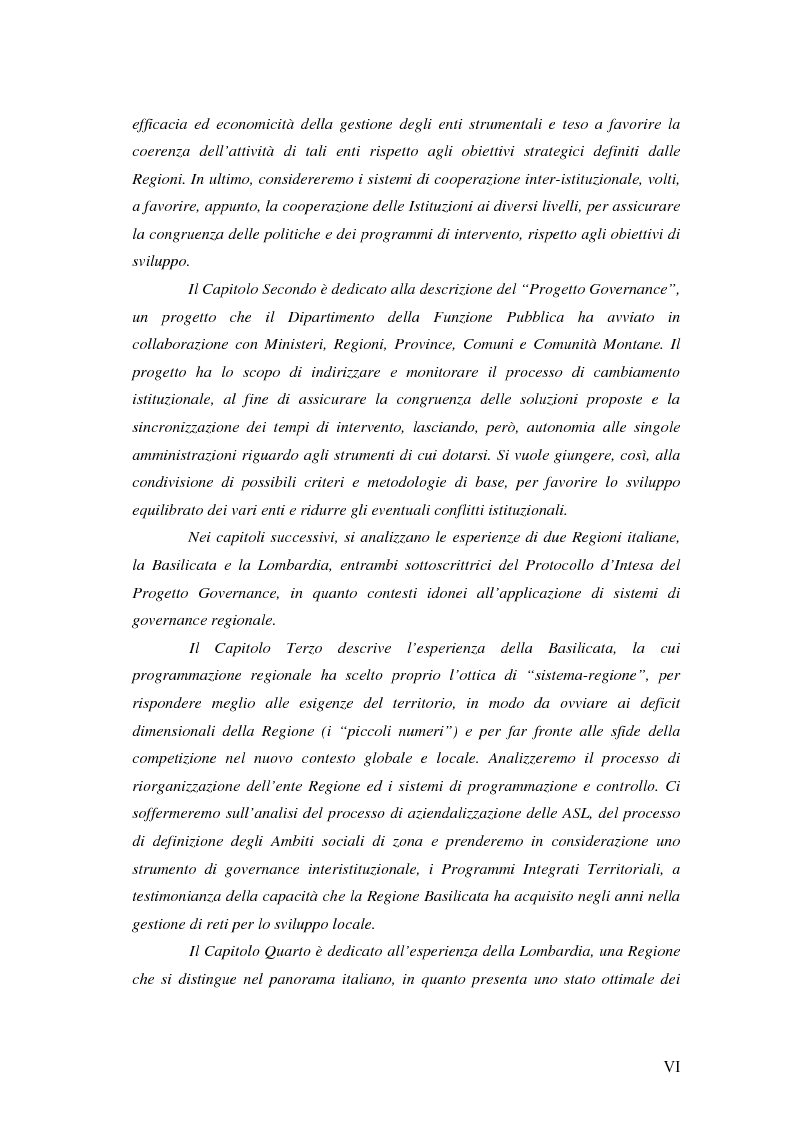 Anteprima della tesi: Logiche di governance nelle Amministrazioni Regionali: Basilicata e Lombardia a confronto, Pagina 3