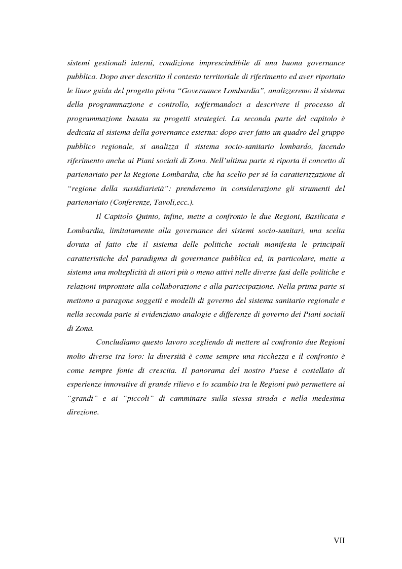 Anteprima della tesi: Logiche di governance nelle Amministrazioni Regionali: Basilicata e Lombardia a confronto, Pagina 4