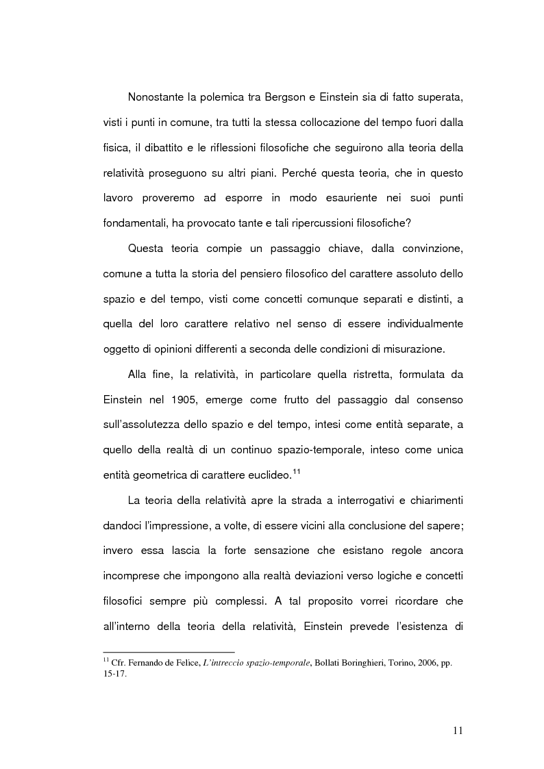 Anteprima della tesi: Il Concetto di tempo nella Teoria della Relatività di Einstein e le sue conseguenze filosofiche, Pagina 11