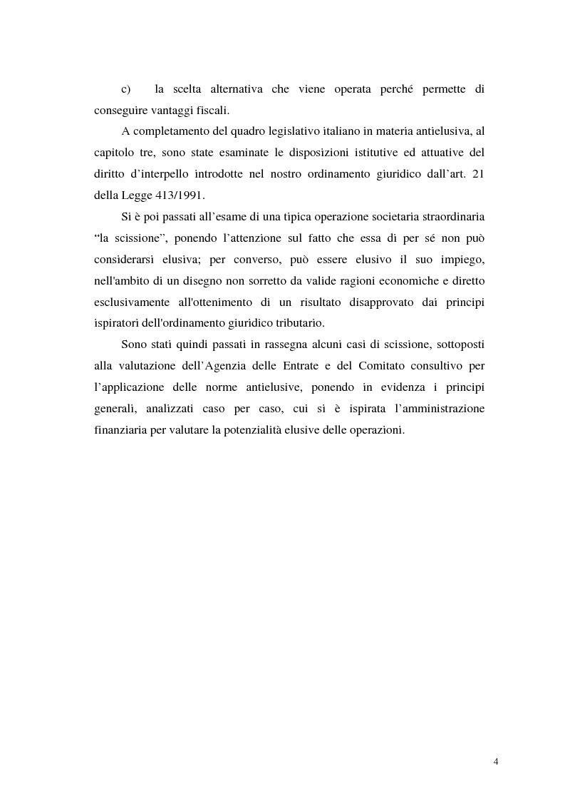 Anteprima della tesi: La normativa tributaria antielusione (art. 37 - bis D.P.R. 600/1973) con particolare riferimento alla scissione di società, Pagina 2