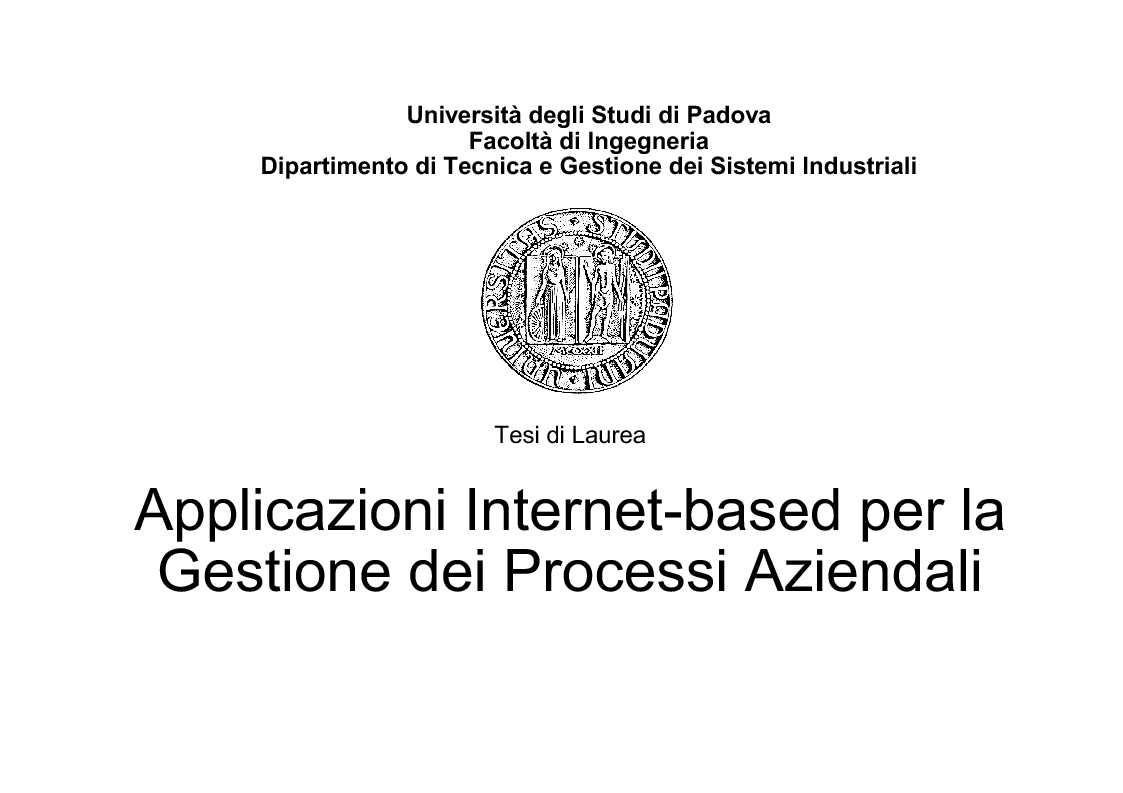 Anteprima della tesi: Applicazioni Internet-based per la gestione dei processi aziendali, Pagina 1