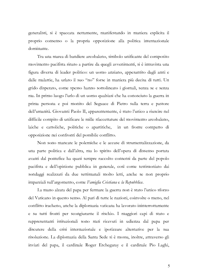 Anteprima della tesi: L'ultima battaglia di Giovanni Paolo II. Il Vaticano e i suoi rappresentanti nei giorni convulsi della guerra contro l'Iraq; le relazioni internazionali della Santa Sede negli articoli e negli editoriali dei maggiori giornali italiani, Pagina 2
