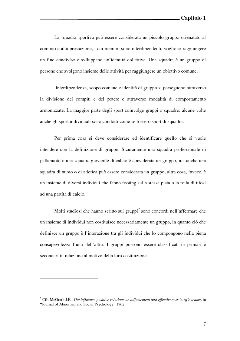 Anteprima della tesi: L'incidenza delle dinamiche di gruppo nei fattori determinanti la prestazione sportiva, Pagina 5