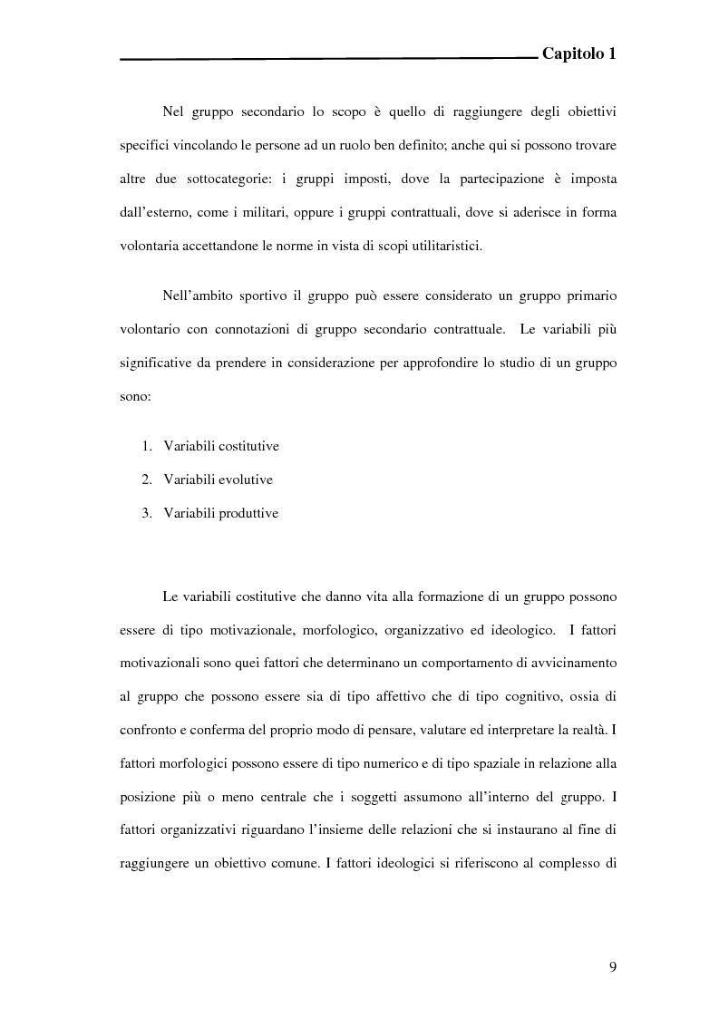 Anteprima della tesi: L'incidenza delle dinamiche di gruppo nei fattori determinanti la prestazione sportiva, Pagina 7