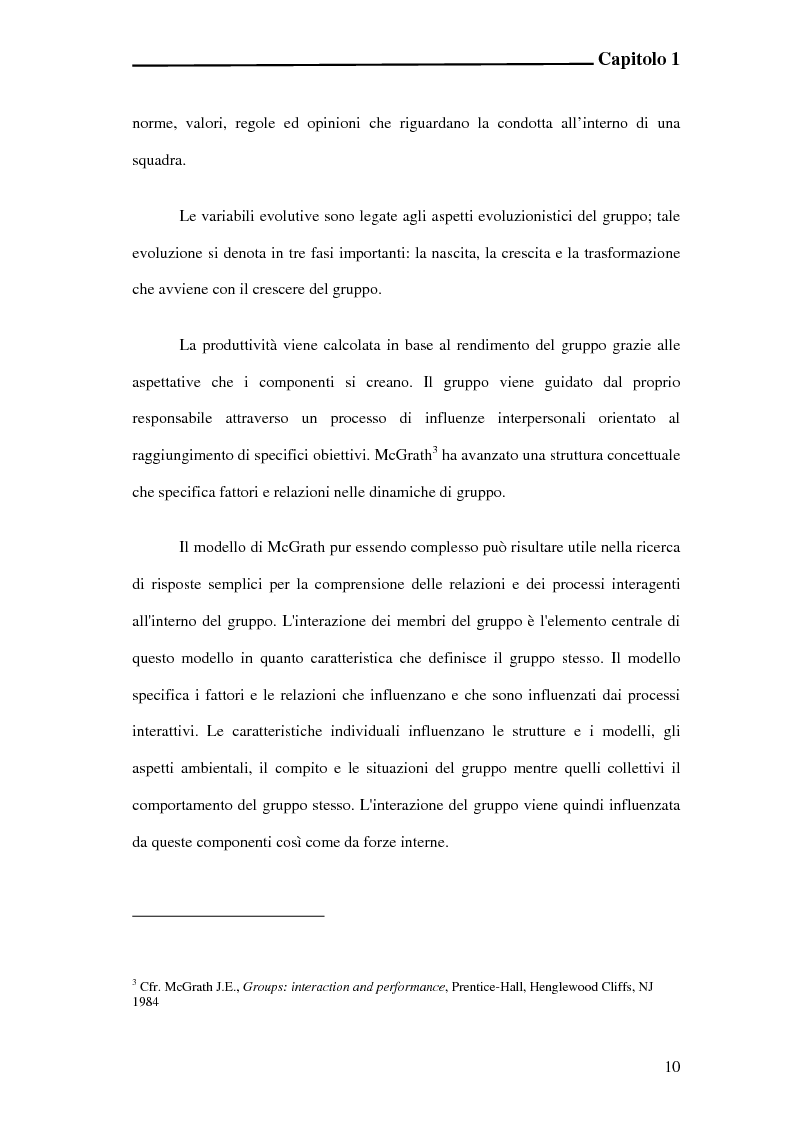 Anteprima della tesi: L'incidenza delle dinamiche di gruppo nei fattori determinanti la prestazione sportiva, Pagina 8