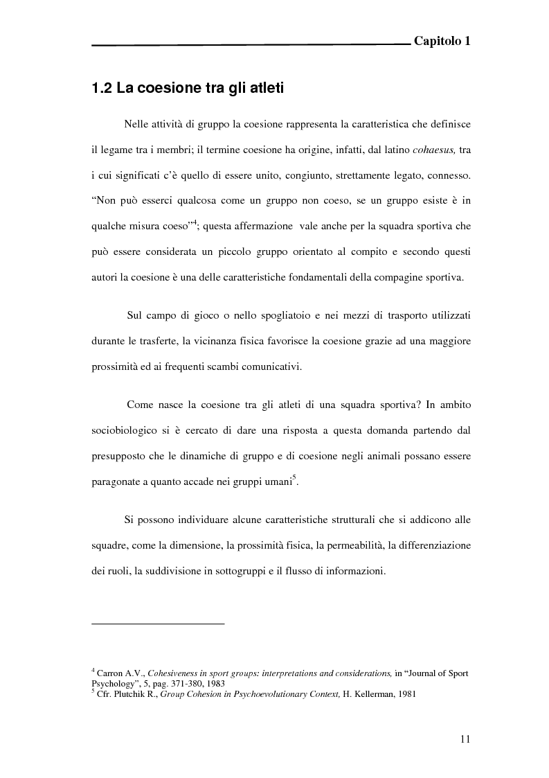Anteprima della tesi: L'incidenza delle dinamiche di gruppo nei fattori determinanti la prestazione sportiva, Pagina 9