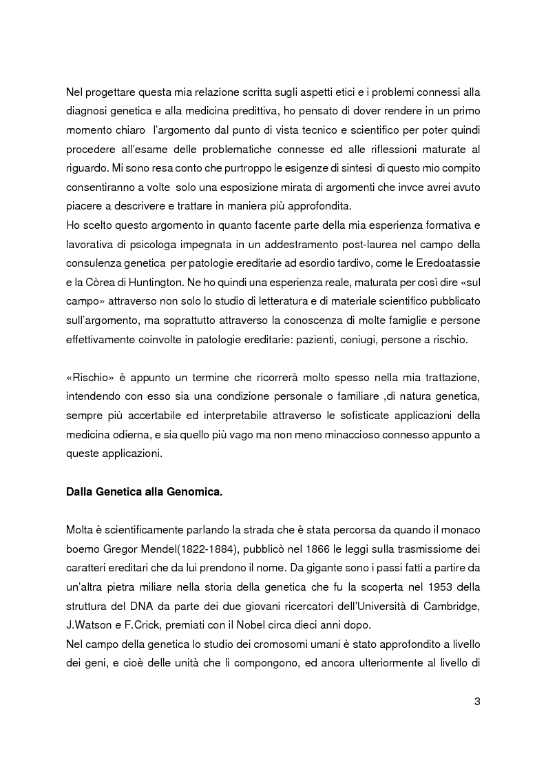 Anteprima della tesi: I problemi etici della diagnosi genetica post-natale e della medicina predittiva, Pagina 2