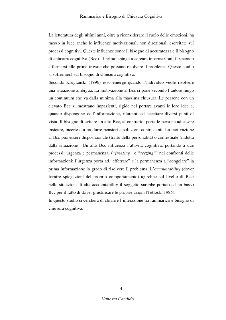 Anteprima della tesi: Rammarico e Bisogno di chiusura cognitiva, Pagina 2