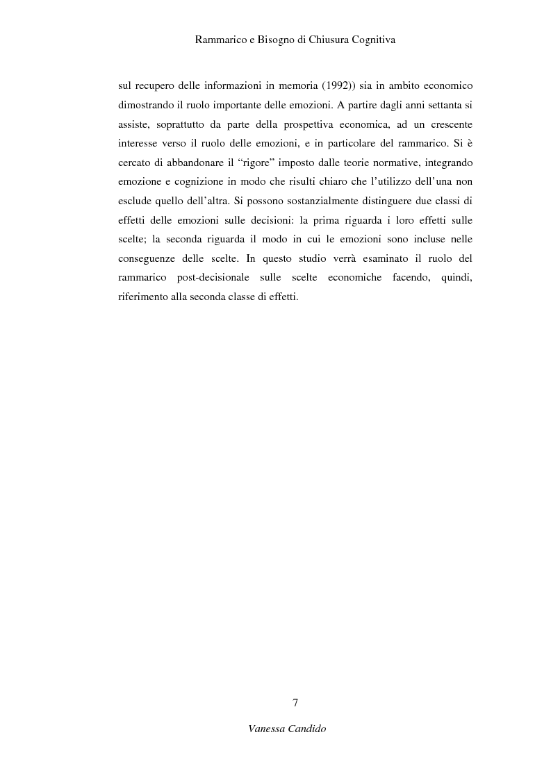 Anteprima della tesi: Rammarico e Bisogno di chiusura cognitiva, Pagina 5