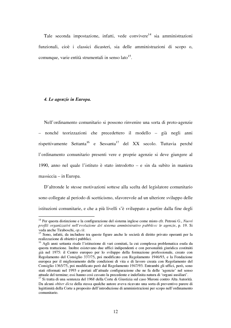 Anteprima della tesi: Le agenzie amministrative europee e nazionali: un fenomeno di strumentalità nell'organizzazione dei pubblici poteri, Pagina 10