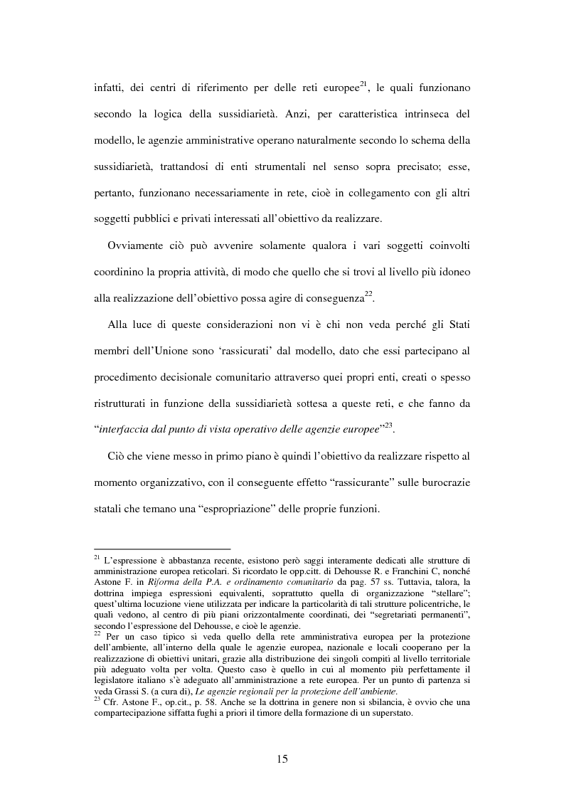 Anteprima della tesi: Le agenzie amministrative europee e nazionali: un fenomeno di strumentalità nell'organizzazione dei pubblici poteri, Pagina 13