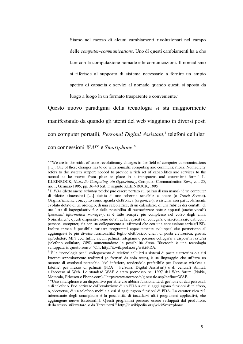 Anteprima della tesi: Internet e la computazione nomade: Opportunità e rischi, Pagina 5