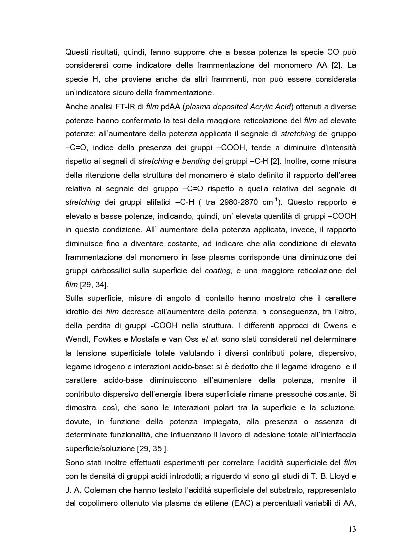 Anteprima della tesi: Deposizione via plasma di film sottili con proprietà acido-base variabili, Pagina 10