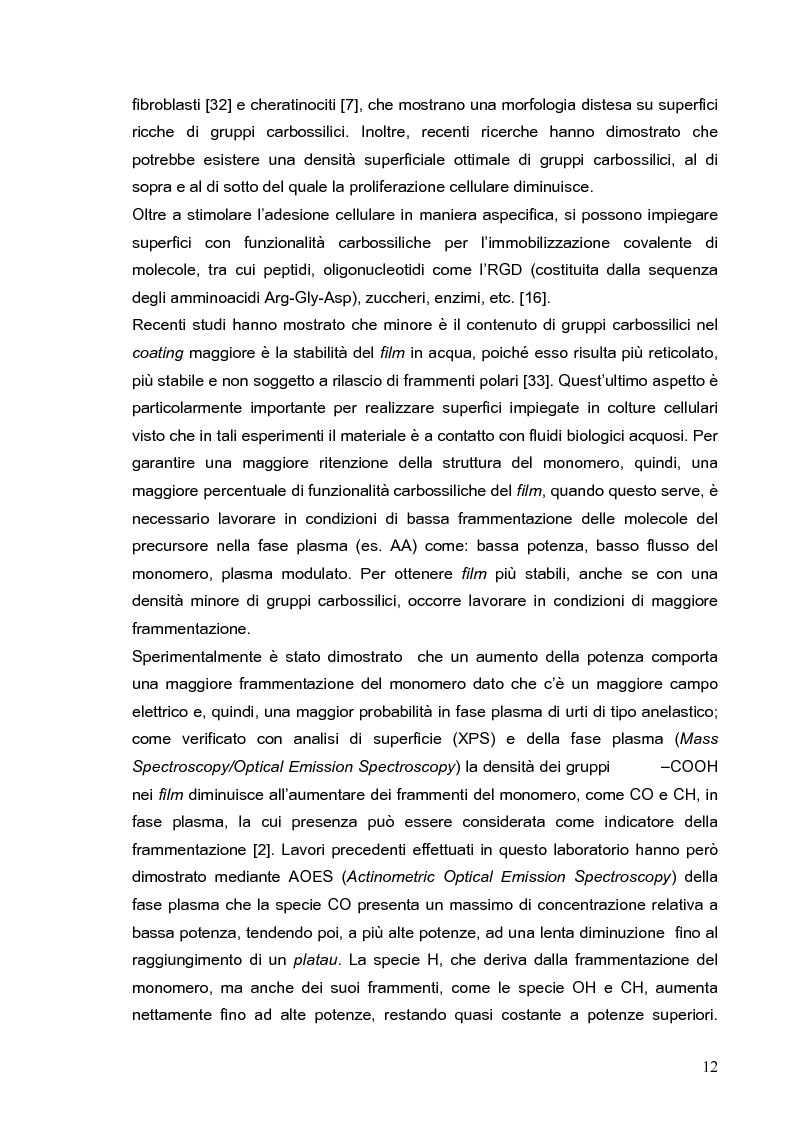 Anteprima della tesi: Deposizione via plasma di film sottili con proprietà acido-base variabili, Pagina 9
