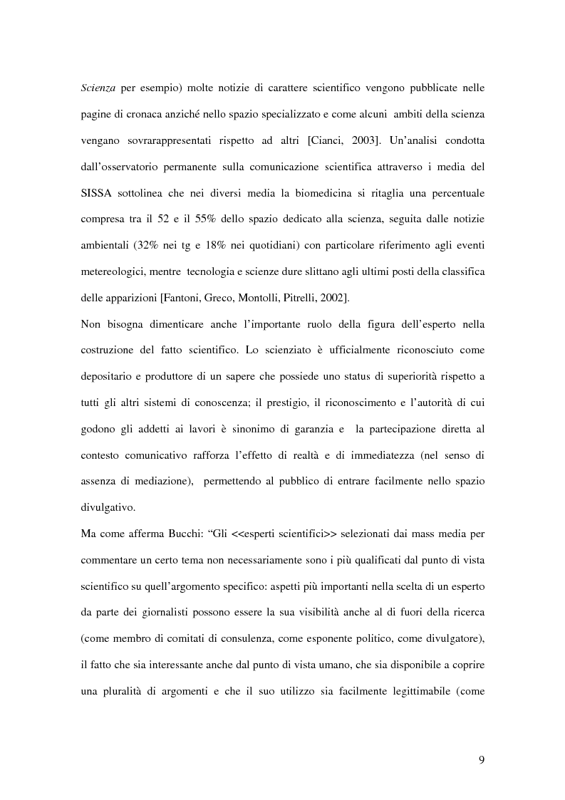 Anteprima della tesi: La rappresentazione massmediatica della scienza: analisi di un caso empirico, Pagina 7