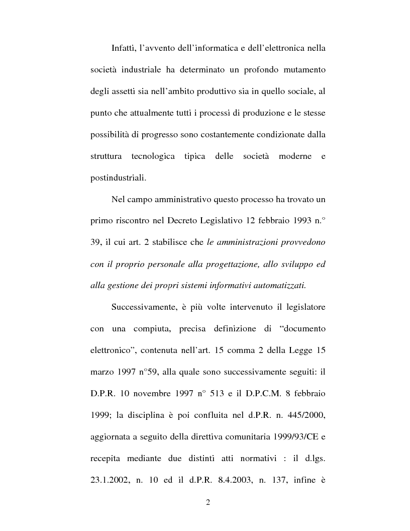 Anteprima della tesi: Atto amministrativo informatico, Pagina 2