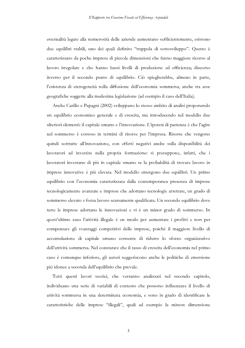 Anteprima della tesi: Il rapporto tra evasione fiscale ed efficienza aziendale. Implicazioni su crescita dimensionale, concorrenza e mercato del lavoro, Pagina 3