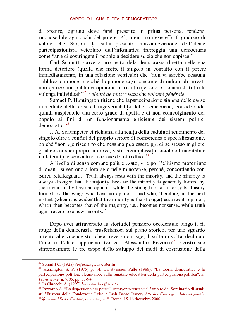 Anteprima della tesi: E-democracy come processo di coltivazione raffinata del consenso. La partecipazione ai processi decisionali nel policy making della P.A. locale, Pagina 10