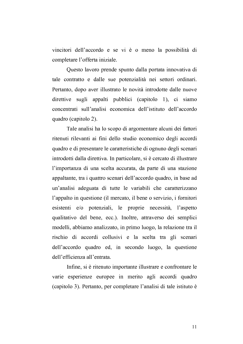 Anteprima della tesi: La nuova Direttiva sugli appalti pubblici 18/2004/CE – gli accordi quadro: aspetti economici e giuridici, Pagina 4