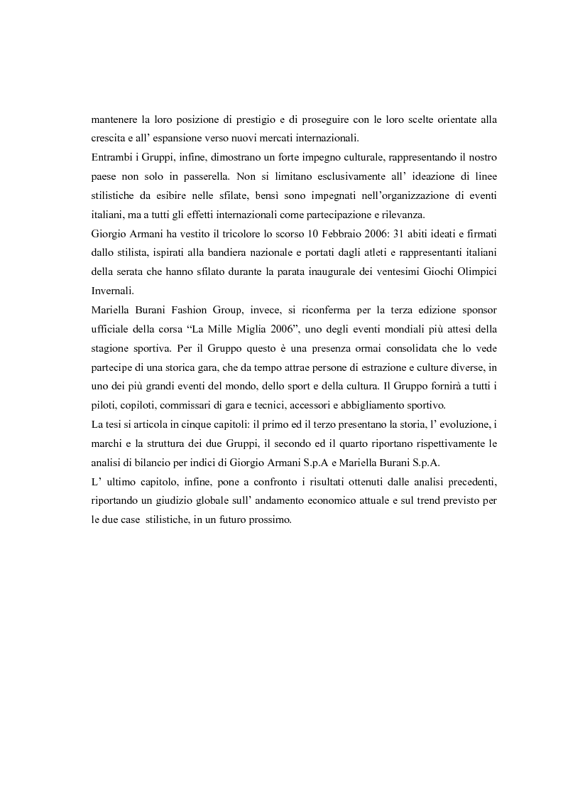 Anteprima della tesi: Giorgio Armani e Mariella Burani a confronto: analisi di bilancio, Pagina 2