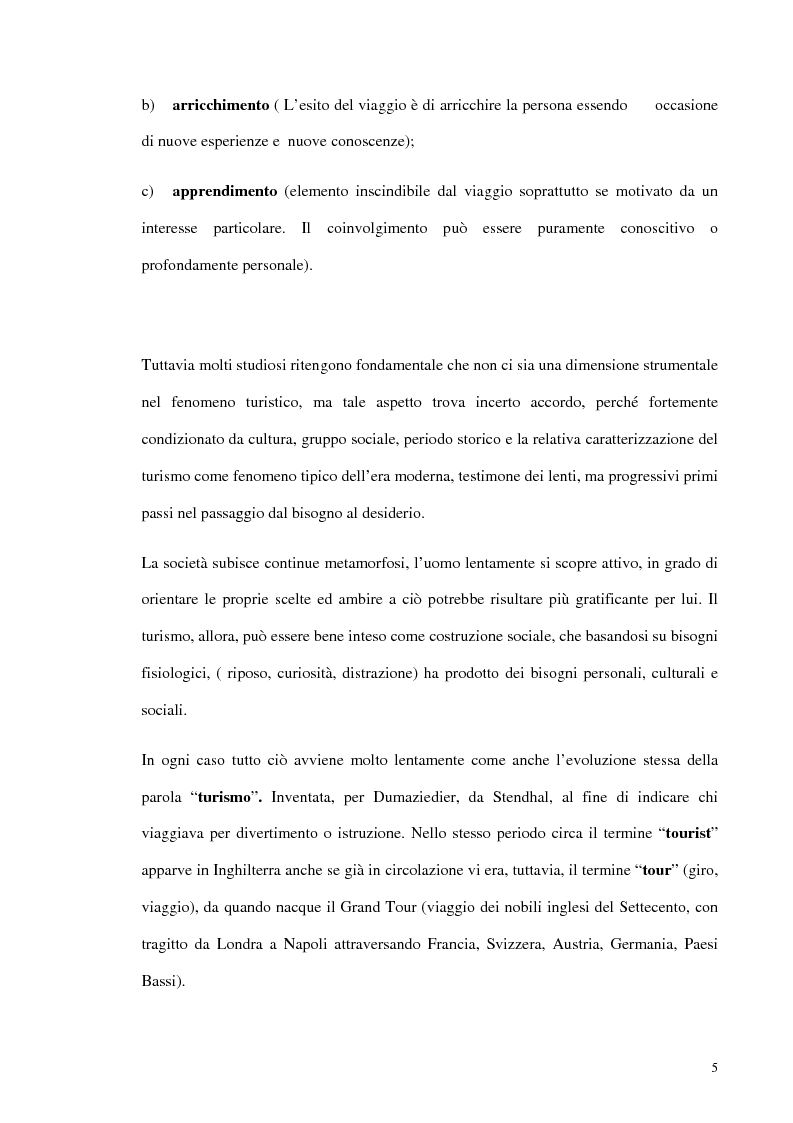 Anteprima della tesi: Psicologia del turismo e rappresentazione delle risorse del territorio: un'ipotesi di ricerca sugli operatori della provincia di Bari, Pagina 4