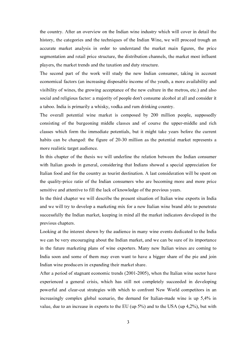 Anteprima della tesi: New Market Development for a Unique Italian Wine Brand into the Evolving Indian Market, Pagina 3
