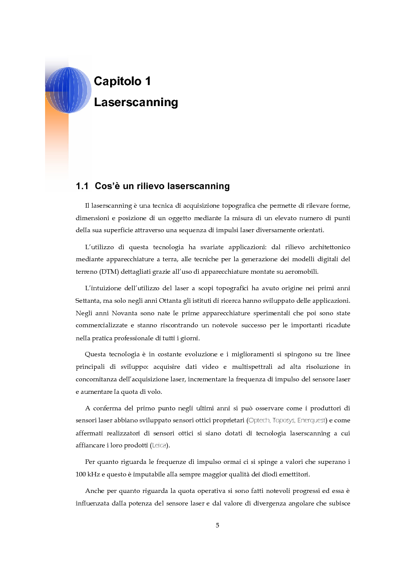 Anteprima della tesi: Validazione altimetrica di un rilievo LiDAR aereo del torrente Cormor, Pagina 5
