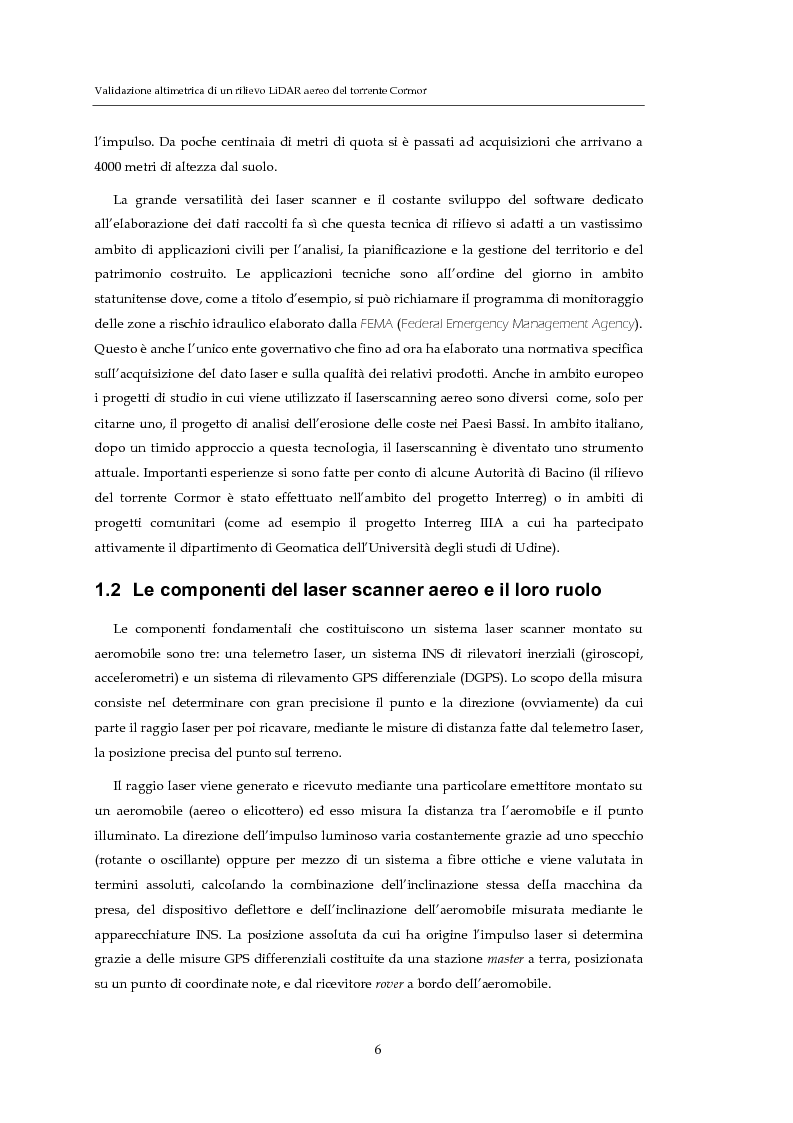 Anteprima della tesi: Validazione altimetrica di un rilievo LiDAR aereo del torrente Cormor, Pagina 6