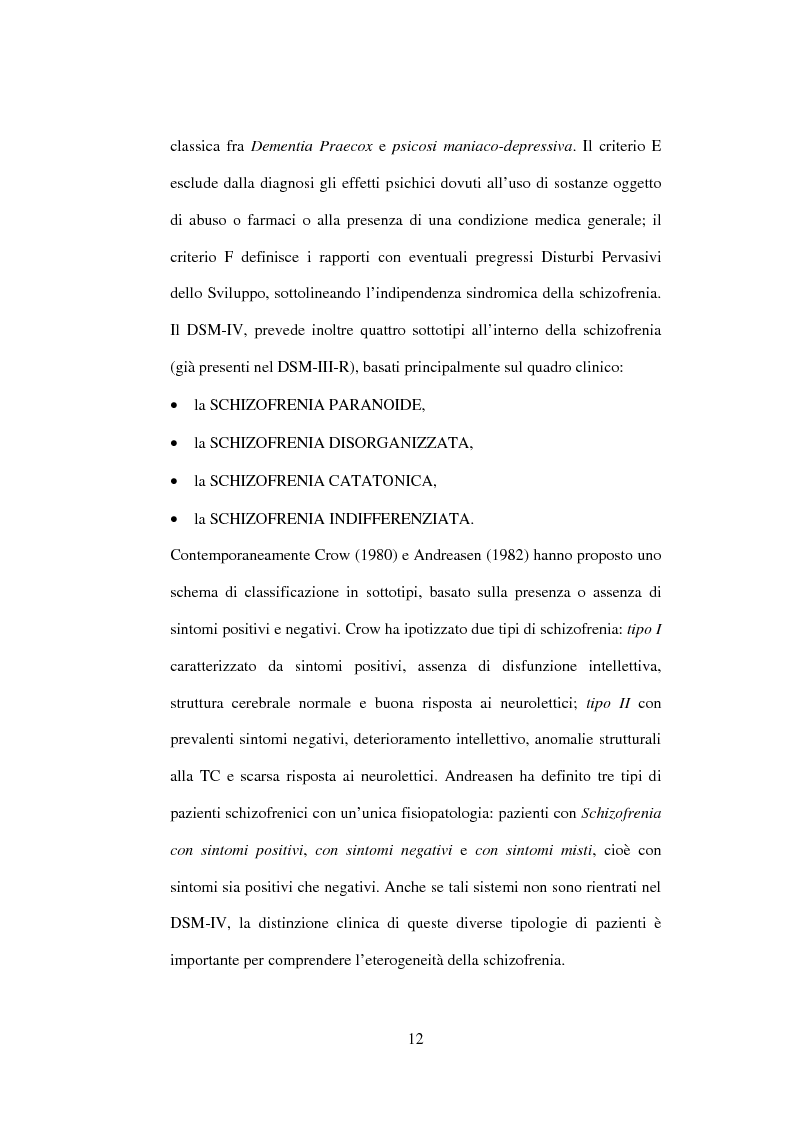 Anteprima della tesi: Esiti dell'esordio schizofrenico. Uno studio di follow-up a 5 anni nel Servizio Pubblico, Pagina 10