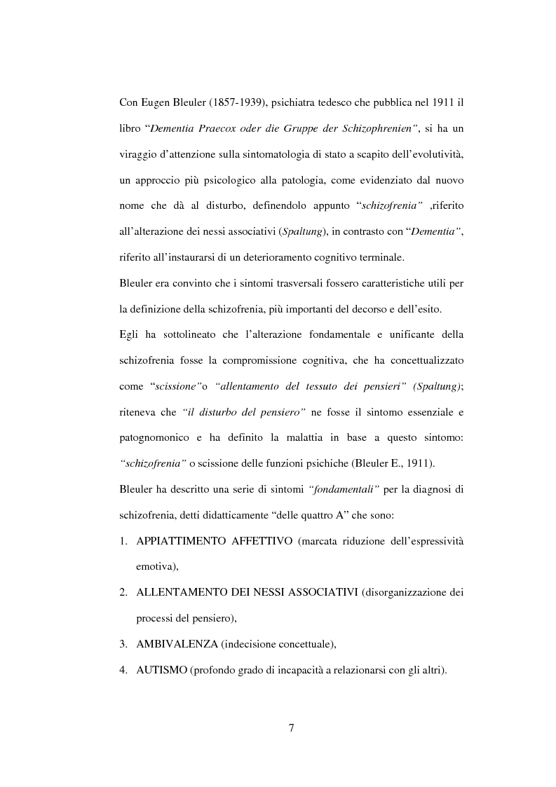 Anteprima della tesi: Esiti dell'esordio schizofrenico. Uno studio di follow-up a 5 anni nel Servizio Pubblico, Pagina 5