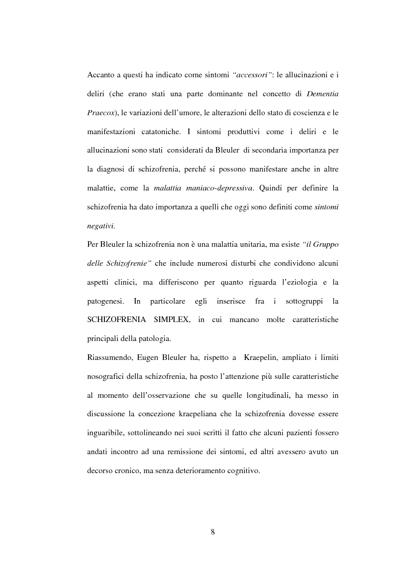 Anteprima della tesi: Esiti dell'esordio schizofrenico. Uno studio di follow-up a 5 anni nel Servizio Pubblico, Pagina 6