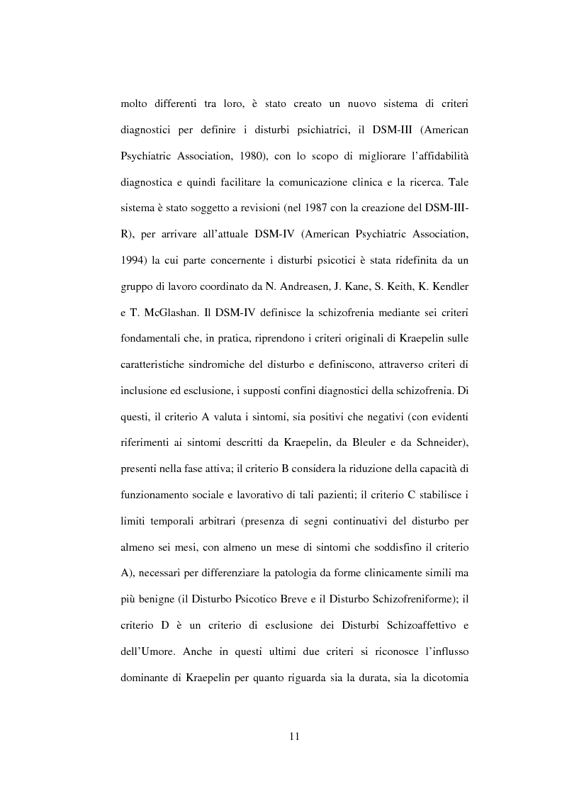 Anteprima della tesi: Esiti dell'esordio schizofrenico. Uno studio di follow-up a 5 anni nel Servizio Pubblico, Pagina 9