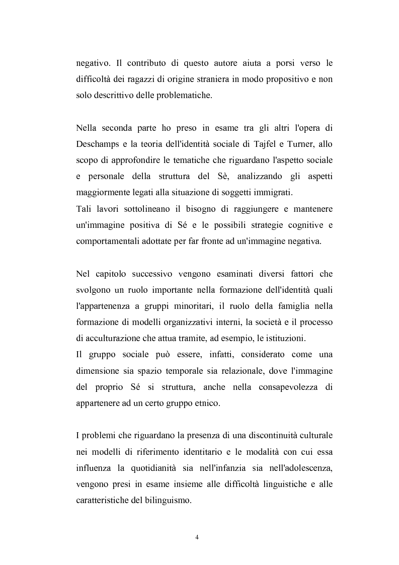 Anteprima della tesi: Dinamiche psicologiche di costruzione dell'identità in soggetti immigrati di seconda generazione, Pagina 2