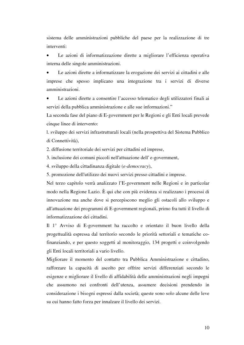 Anteprima della tesi: Il processo di sviluppo dell'E-government: il caso E-mountain Lazio, Pagina 3