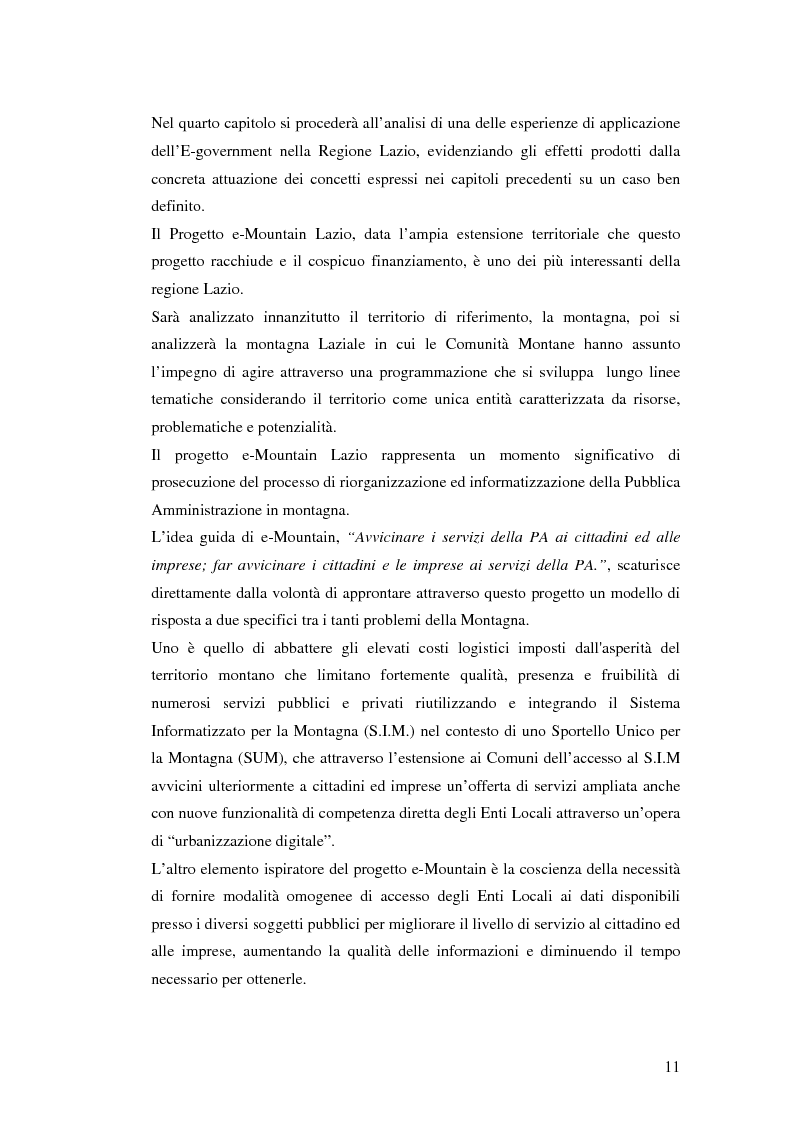 Anteprima della tesi: Il processo di sviluppo dell'E-government: il caso E-mountain Lazio, Pagina 4