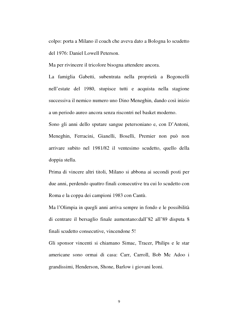 Anteprima della tesi: Pallacanestro Olimpia Milano: pianificazione e organizzazione di una stagione agonistica, Pagina 6