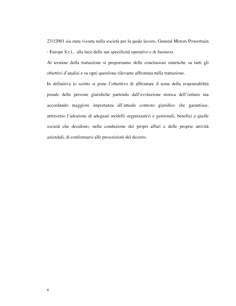 Anteprima della tesi: La responsabilità amministrativa degli enti dipendente da reato: il modello organizzativo, di gestione e di controllo, Pagina 3