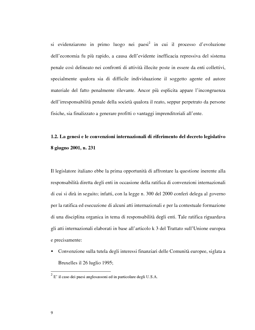 Anteprima della tesi: La responsabilità amministrativa degli enti dipendente da reato: il modello organizzativo, di gestione e di controllo, Pagina 6