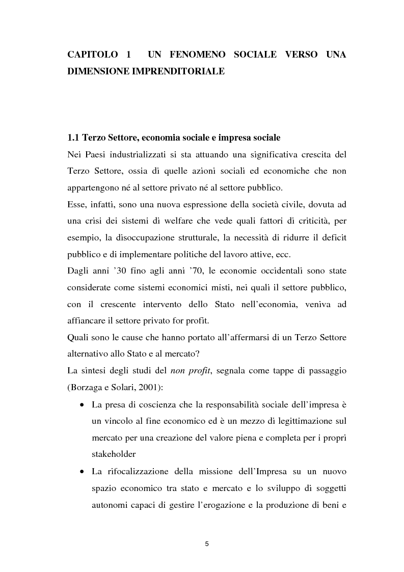 Anteprima della tesi: Alla ricerca dell'Impresa sociale, Pagina 5