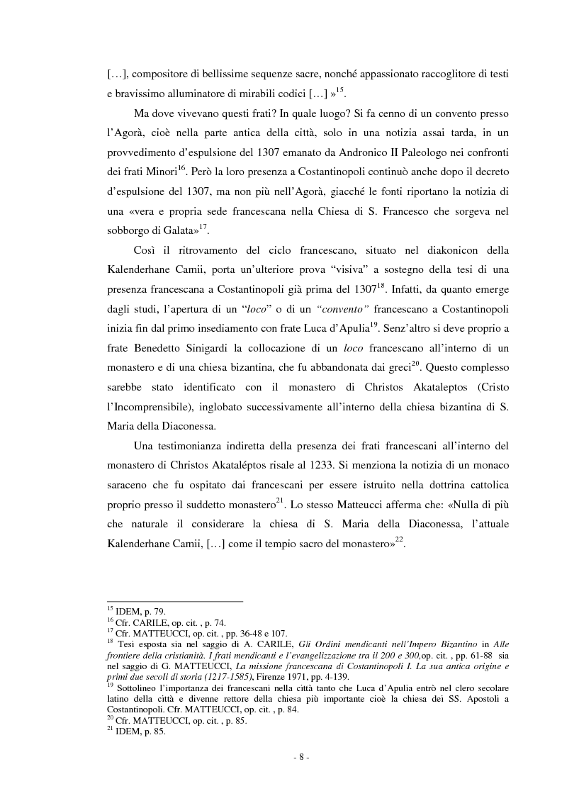 Anteprima della tesi: Il ciclo di affreschi con le storie di San Francesco d'Assisi alla Kalenderhane Camii in Istanbul, Pagina 5