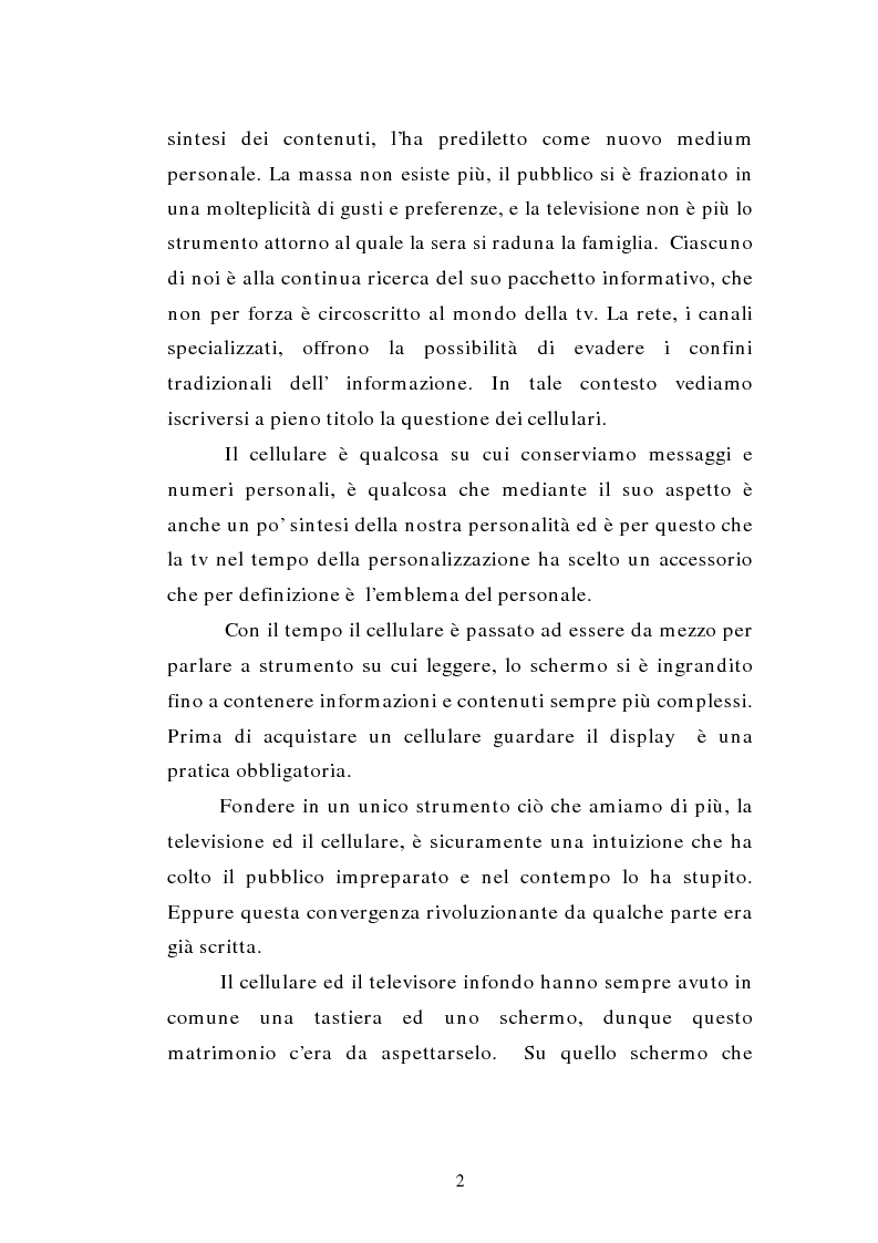Anteprima della tesi: TV MOBILE: provocazione o nuova modalità di fruizione del mezzo televisivo?, Pagina 2
