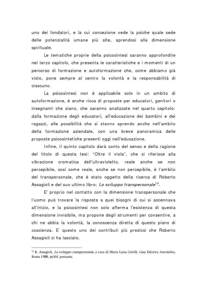 Anteprima della tesi: Oltre il viola. La psicosintesi, strumento pedagogico del nostro tempo, Pagina 6
