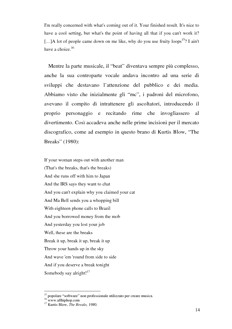 Anteprima della tesi: ''Blood of a Slave, Heart of a King'': la rilevanza poetica della rap music nel contesto americano contemporaneo, Pagina 12