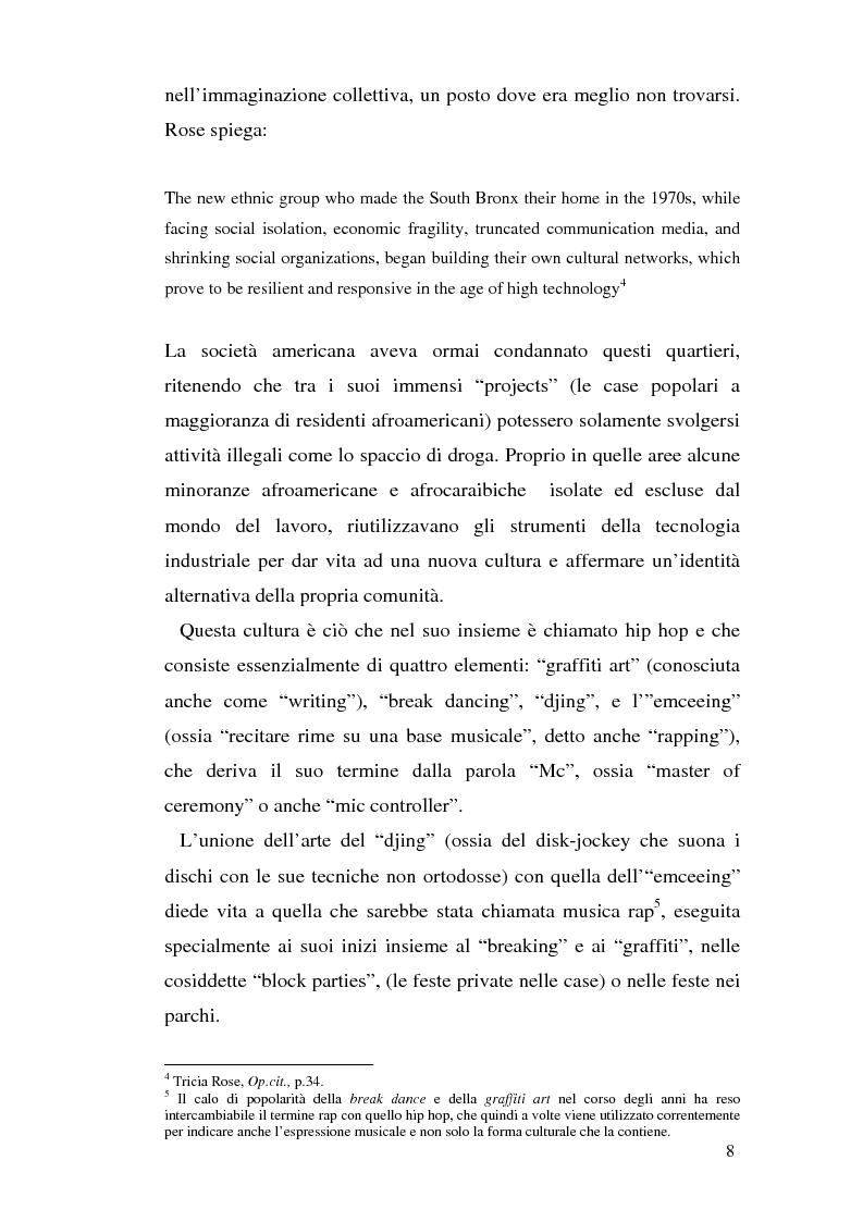 Anteprima della tesi: ''Blood of a Slave, Heart of a King'': la rilevanza poetica della rap music nel contesto americano contemporaneo, Pagina 6