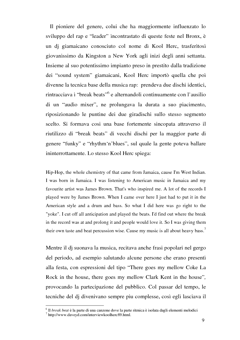 Anteprima della tesi: ''Blood of a Slave, Heart of a King'': la rilevanza poetica della rap music nel contesto americano contemporaneo, Pagina 7