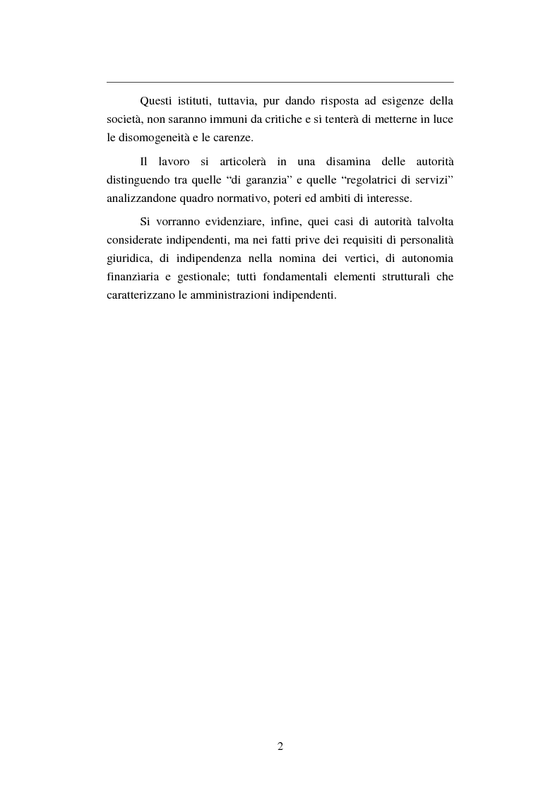 Anteprima della tesi: Le Autorità amministrative indipendenti in Italia: modelli, vantaggi e rischi, Pagina 2