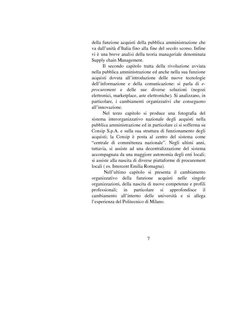 Anteprima della tesi: Gli approvvigionamenti nella Pubblica Amministrazione: alcuni aspetti organizzativi, Pagina 2