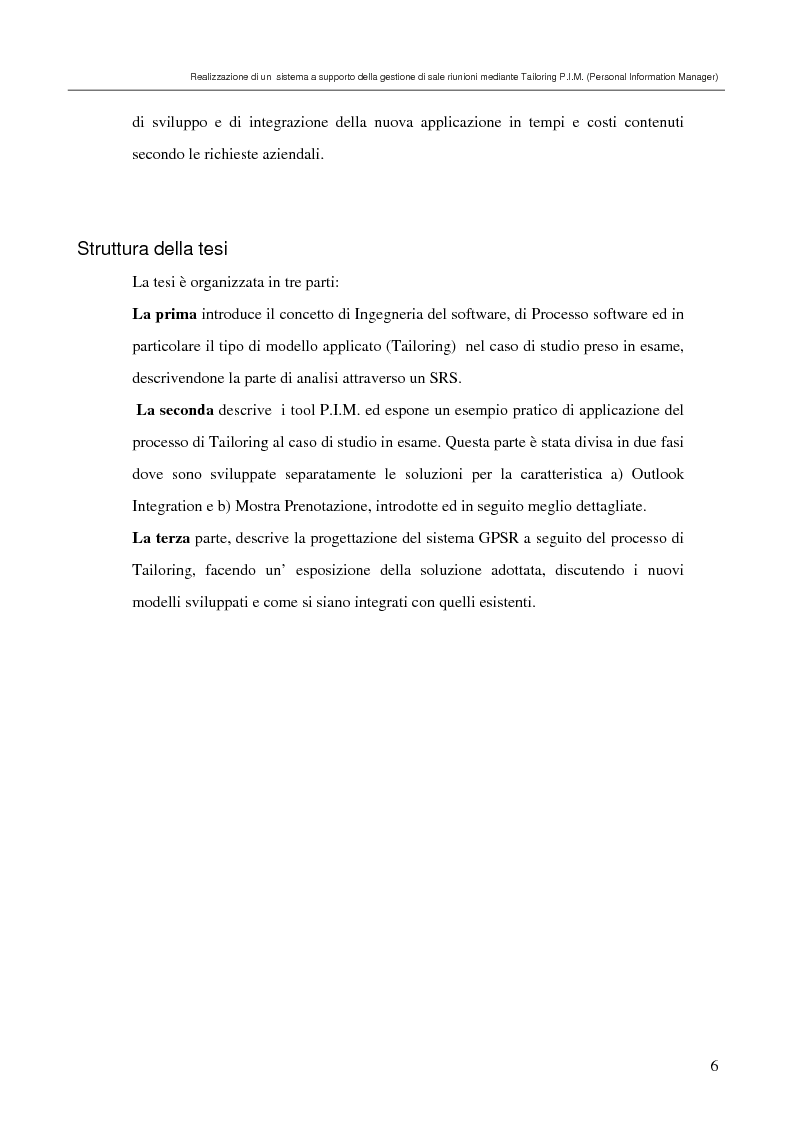 Anteprima della tesi: Realizzazione di un sistema a supporto della gestione di sale riunioni mediante Tailoring di tool P.I.M. (Personal Information Manager), Pagina 2