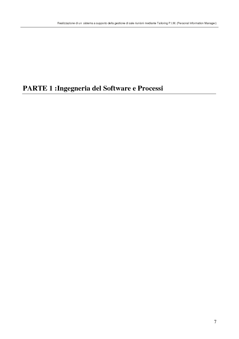 Anteprima della tesi: Realizzazione di un sistema a supporto della gestione di sale riunioni mediante Tailoring di tool P.I.M. (Personal Information Manager), Pagina 3
