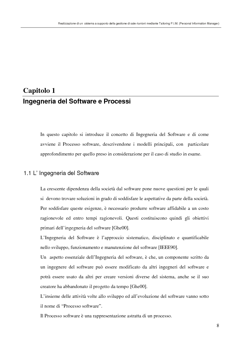 Anteprima della tesi: Realizzazione di un sistema a supporto della gestione di sale riunioni mediante Tailoring di tool P.I.M. (Personal Information Manager), Pagina 4